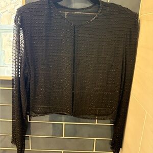 Black Sheer Beaded Textured Long Sleeve Jacket
